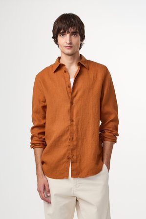 NN.07 Enzo 5708 Shirt Male Brown Linen