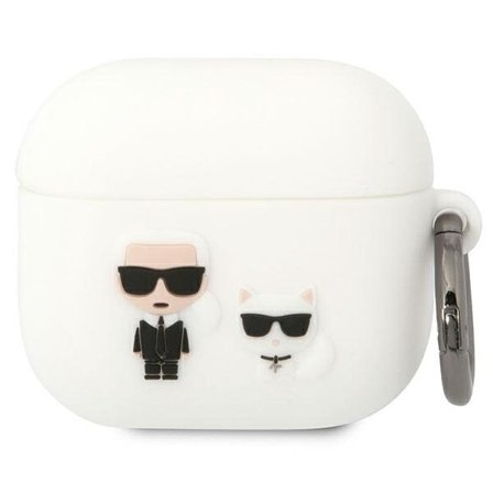 Karl Lagerfeld KLACA3SILKCW AirPods 3 cover hvid/hvid Silikone Karl & Choupette