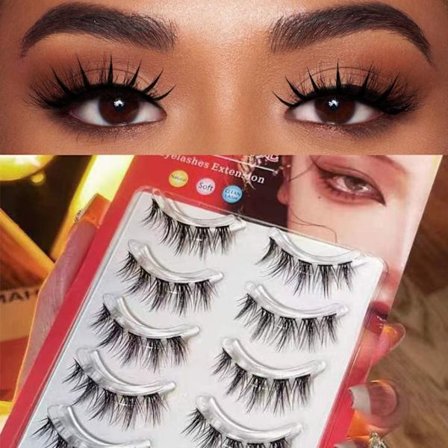 5 Paria Manga Lashes 3D Mink läpinäkyvä varsi