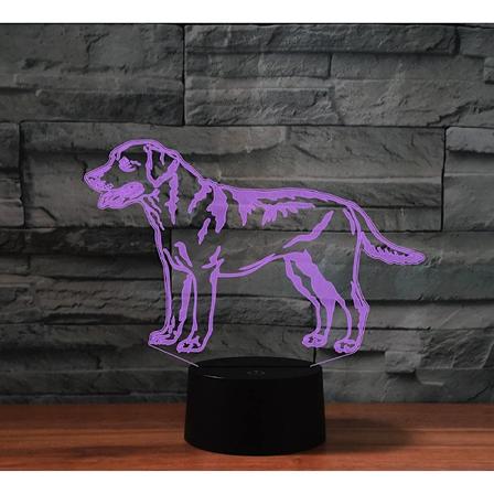 3D Golden Retriever Hund Nattelys 7 Fargeendring LED Bordlampe Akryl Flat ABS Base USB Lader Hjemmedekorasjon Leke Brithda