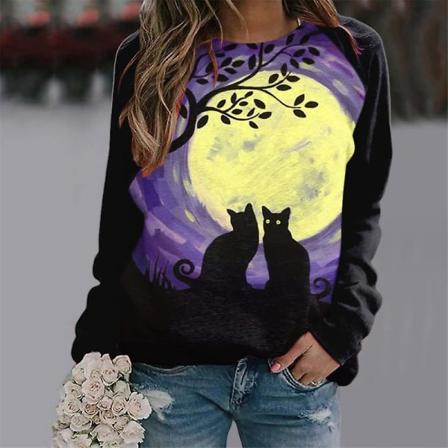 Naisten Halloween collegepaidat Kurpitsa Face Tanssi Luuranko Paita Pitkähihainen Villapaita Hauska Graafinen Neulepusero style 19 XXL