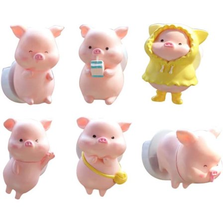 Søt gris bil luftfrisker bilventil dekorasjoner bildeler sett med seks