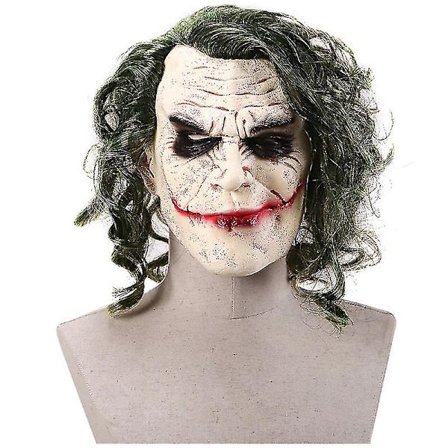 Halloween Joker Mask Cosplay Horror Skræmmende klovne maske med grønt hår
