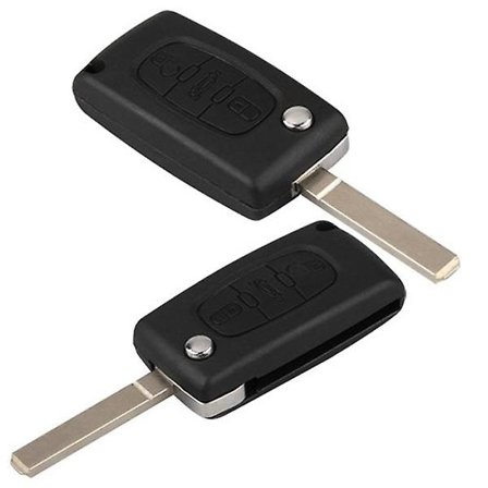Bytte av 3-knappers nøkkelhusdeksel for Peugeot Citroen C2 C3 C4 C5 C6 C8 (svart) IC