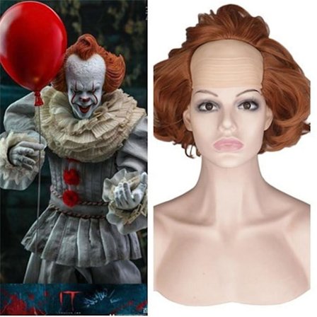 Se Wig Halloween Cosplay -asusteet Tarvikkeet Wig Pennywise Wig Kalju Pää Klovni Pörröinen Aaltoileva Wig