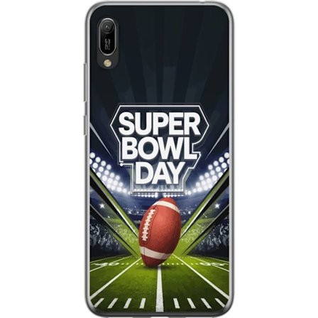 Yhteensopiva Puhelinkuori Huawei Y6 Pro (2019) Super Bowl Day juliste, jossa amerikkalainen jalkapallo valaistuksella varustetulla areenalla dramaatti