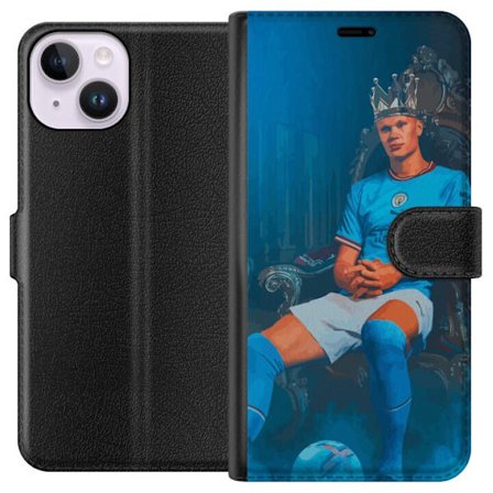 Kompatibel Tegnebogsetui til Apple iPhone 14 Manchester City Erling Haaland angriber Norge fodbold fremad Premier League målscorer konge kunst