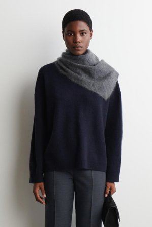 COS Women's Cashmere Funnel Neck Jumper in Blue