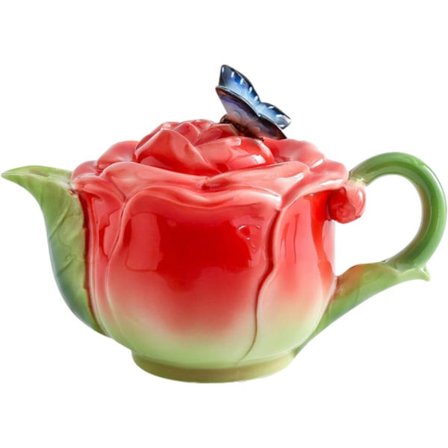 Färgad Ros Keramisk Kaffemugg Vattenkopp, Fat, Tallrik, Kannset för kontor hem restaurang café tehus - Rosa Ros Mugg