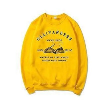 Wizard Book Shop Sweatshirt HP Tröja Magisk Trollkarl Huvtröjor Kvinnor Långärmad Sweatshirts Boknörd Pullover Fans Gåva Huvtröja (XXL gul)