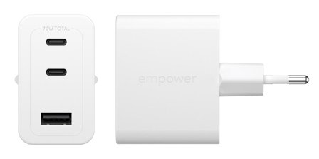 PanzerGlass EMPOWER TURBO 70W C USB-C X2 + USB-A WHITE CHAR