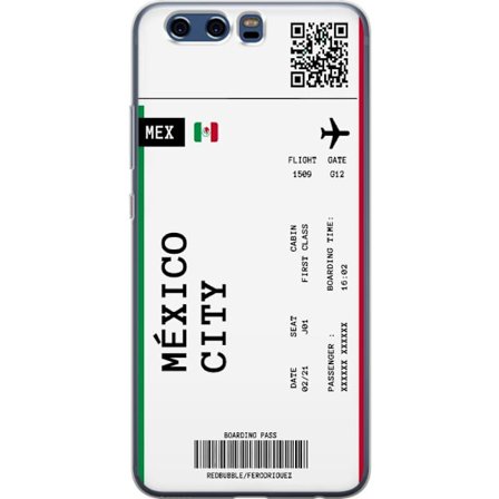 Kompatibelt Mobildeksel til Huawei P10 Mexico by boarding pass design med flydetaljer, flagg og QR-kode. Reiseinspirert motiv perfekt for globetrotter