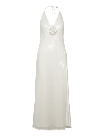 Aradia Sequin Halter Dress White Bardot