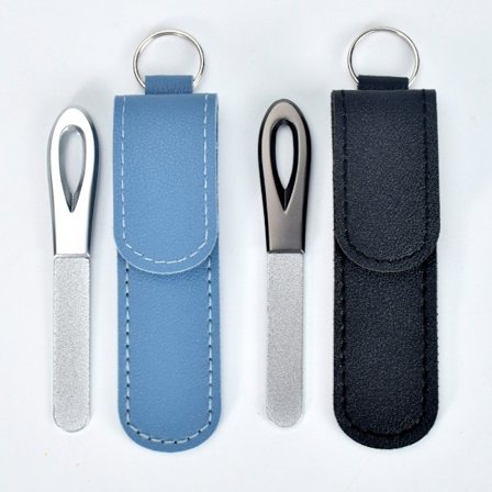 Metallikynsiviila nahkakotelolla, 2 kpl kaksisuuntaisia kynsiviiloja luonnonkynsille, ammattimainen kynsiviila ruostumattomasta teräksestä kynsien ja 