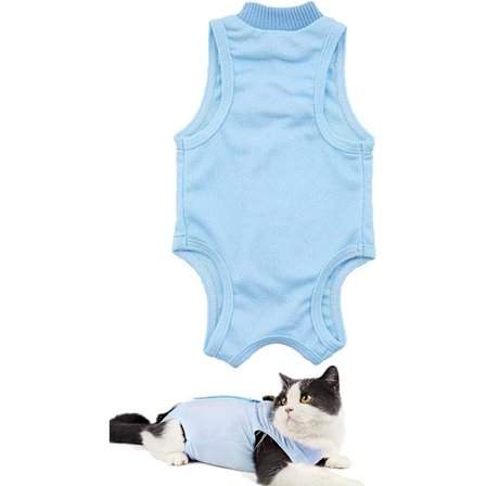 Kattåterställningsväst, alternativ för hundar och katter återställningsdräkt för husdjur, kattåterställning Lämpliga buksårsjukdomar (S, blå)
