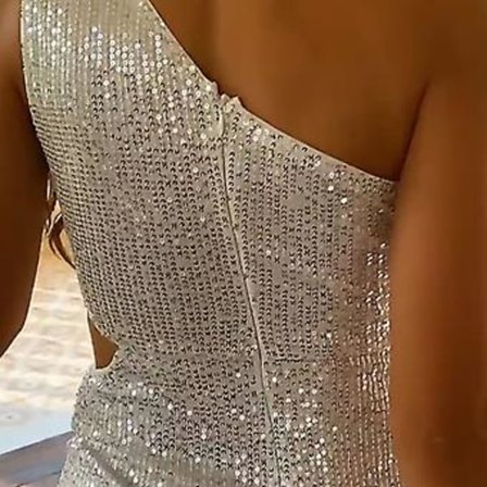 Hvid En-Skulder Lang Sekvens Mermaid Gallakjole til Kvinder (S Champagne)