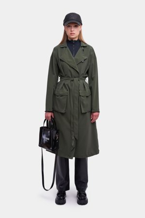 Kista Matte Trench Coat Dark Green
