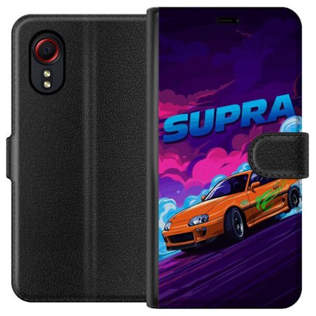 Kompatibelt Lommeboketui til Samsung Galaxy Xcover 5 Toyota Supra i drift med neonfarget røyk, fartfølelse og nattlig gatebilløpmiljø