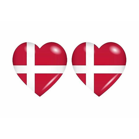 2x Klistermærke hjerte flag DK Danmark
