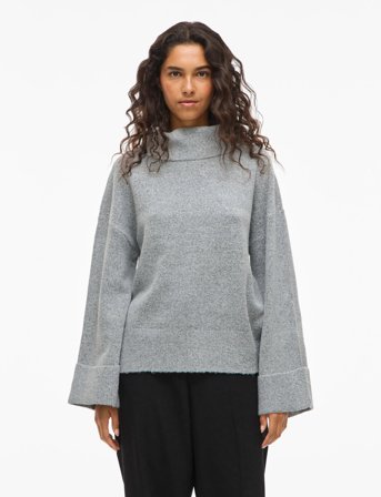 Vila Virolfie Roll Neck L/S Knit Top - Noos - Grey - XL
