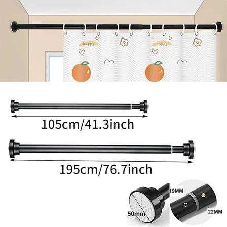 20 till 78 tum Spänningsduschskena Längdjusterbar Fjäderstång Rostfritt Stål Aldrig Rost Halksäker för Badrum Köket BLACK 105-195cm