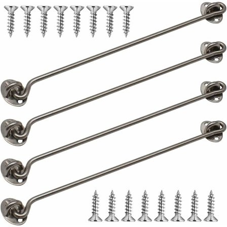 4 stk. øjelås i rustfrit stål til hytter, tunge låse til låger, metal låse til lader med monteringsskruer, tilføj mere