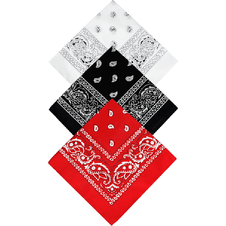 Bandana Män Kvinnor, 3-pack Huvudduk, Paisley Mönstrade Bandanas, Huvudbonad, Hårscarf, Pirathuvudduk, Huvud Biker (Röd Vit Svart, 55 x 55 cm),
