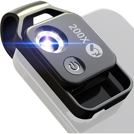 Telefon Kameralinse Mikroskoplinse med CPL-linse, 200x Telefon Mini Lomme Mikro med LED-lys til de fleste iPhone Android Smartphones, Velegnet til 