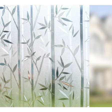 Sähköstaattiset lasitarrat, läpikuultavat himmeät lasitarrat (60 cm leveä * 2 metriä pitkä sähköstaattinen 3D (onnenbambu))