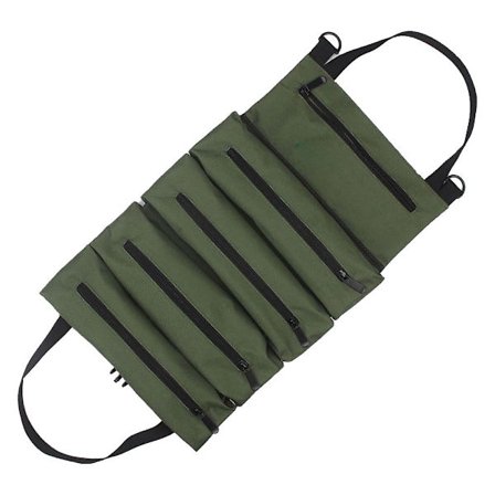 Roll Up Tool Bag, Canvas Wrench Roll Up Pouch Multi-Tool Roll Organize, 5 verktøylommer med glidelås