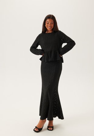 Object Collectors Item - Objlaila Mw Lo Long Skirt - Black - Kläder - - Bubbleroom