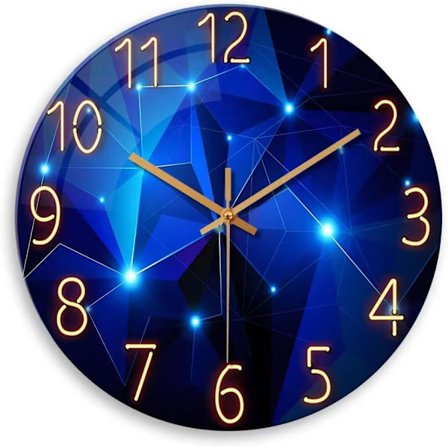 Veggklokke med vakker urskive - digital blå