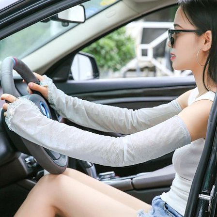 Spets Solskyddsärmar Dam Sommarhandskar Tunna Anti UV Isärmar Körning Långa Is Silke Armstöd