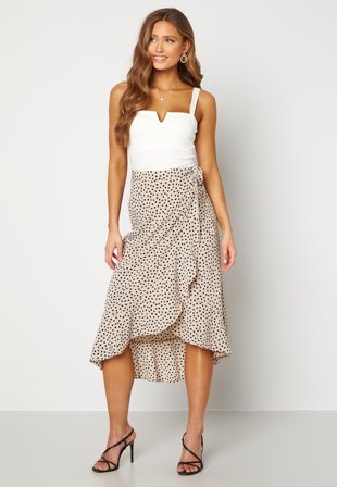 BUBBLEROOM Villima midi skirt Beige / Black / Dotted Klær