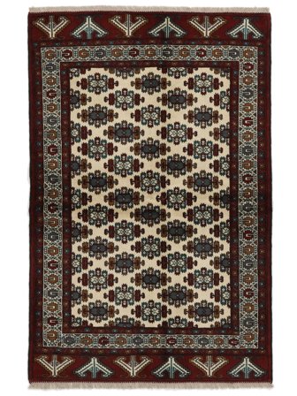 Noué À La Main Turkaman Tapis 134X203 De Laine Noir/Orange Petit