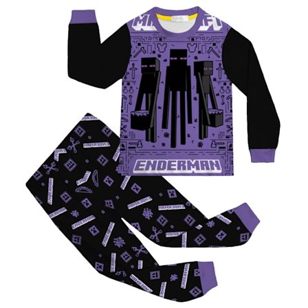 Minecraft Langærmet loungewear-sæt i Minecraft-stil til ældre børn og teenagere, inklusive en langærmet skjorte og bukser.