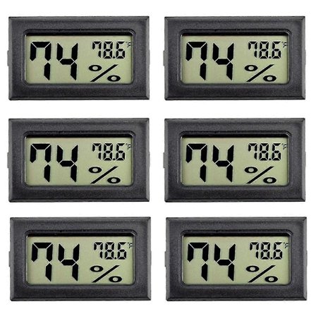 6-pak Mini Hygrometer Innendørs Fuktighetsmåler Hygrometer Digitale Termometre Fuktighet Med () For G