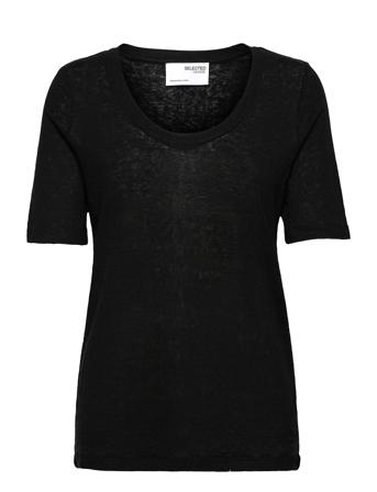 Slflinen Ss U-Neck Tee Black Selected Femme