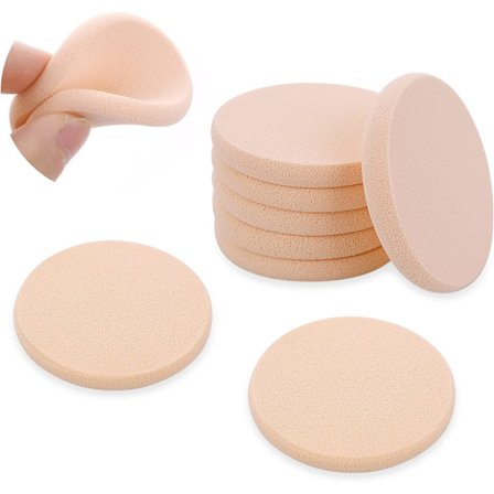 Set med 6 minirunda hypoallergena makeup-svampar för foundation