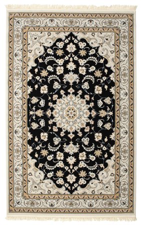 Médaillon Naïn Mahak Tapis - Beige/Noir 192X300