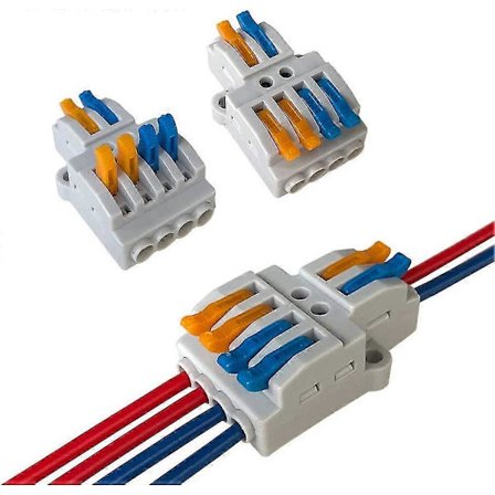 15 stk. Kv424 Lever-Nut ledningsforbindelser, 2 ind 4 ud 6 port leder kompakte ledningsforbindelser, kompakt stik fjederklemmeblok