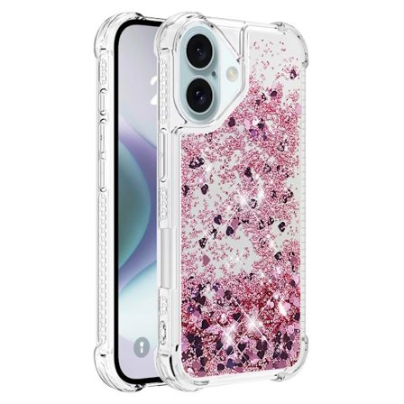 Glitter Bling TPU Case iPhone 16 Plus Roséguld