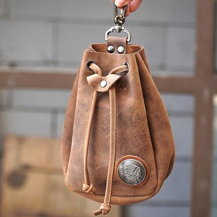 Pu mobiltelefon bälte påse mini midjeväska med dragsko Vintage stil bälte handväska Resevandring Brown