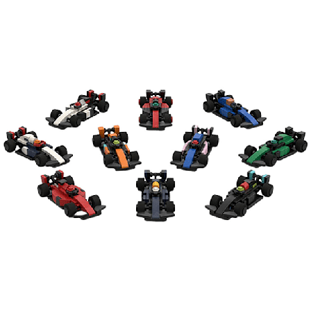 MOC F1 Formel Racing Bilar Byggkloss Set 10-pack Mini Bilar Leksaker för Pojkar