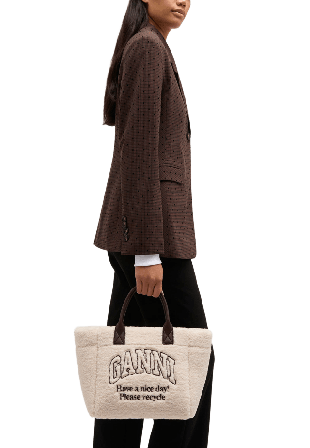 GANNI Small Easy Shopper Shearling Handväskor Dam Vit ONESIZE
