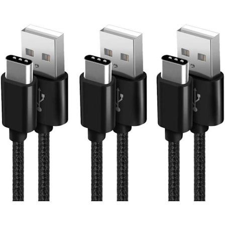 USB Typ C-kabel SUCESO [1M+2M+2M/Pack of 3] USB C-kabel Nylonflätad snabbladdning USB C-laddare för Samsung Galaxy S10/S9/S8/A7 A