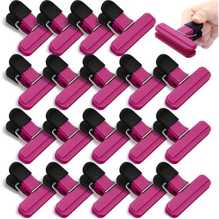 20 stk. - Madposeklemmer - Forseglingsklemme - Robuste madposeklemmer i plastik - Med robust lukning - Til opbevaring af mad - 7,7*6,5 cm - Pink