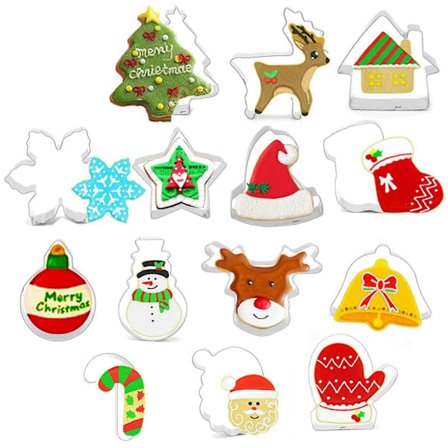 Julekageudstikkere Sæt af 14 Rustfrit Stål Fondant Brød Kage