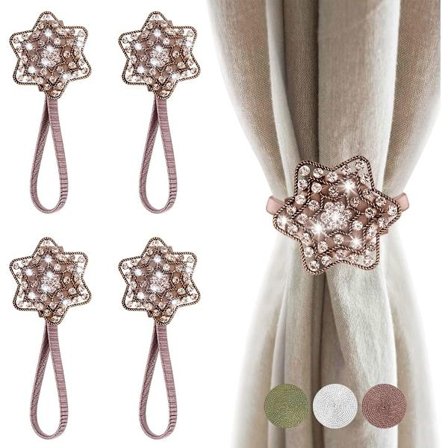 Magnetiska gardinuppsättningar 4 antika röda mässingsdekorativa gardiner