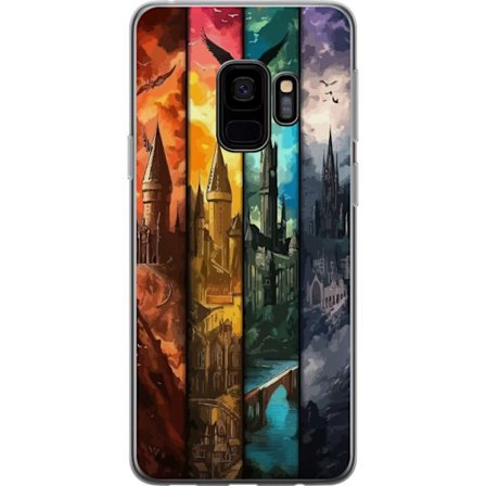 Kompatibel Mobilcover til Samsung Samsung Galaxy S9 Fire magiske slotte i forskellige elementfarver, episk fantasykunst med ild vand luft og mørke i